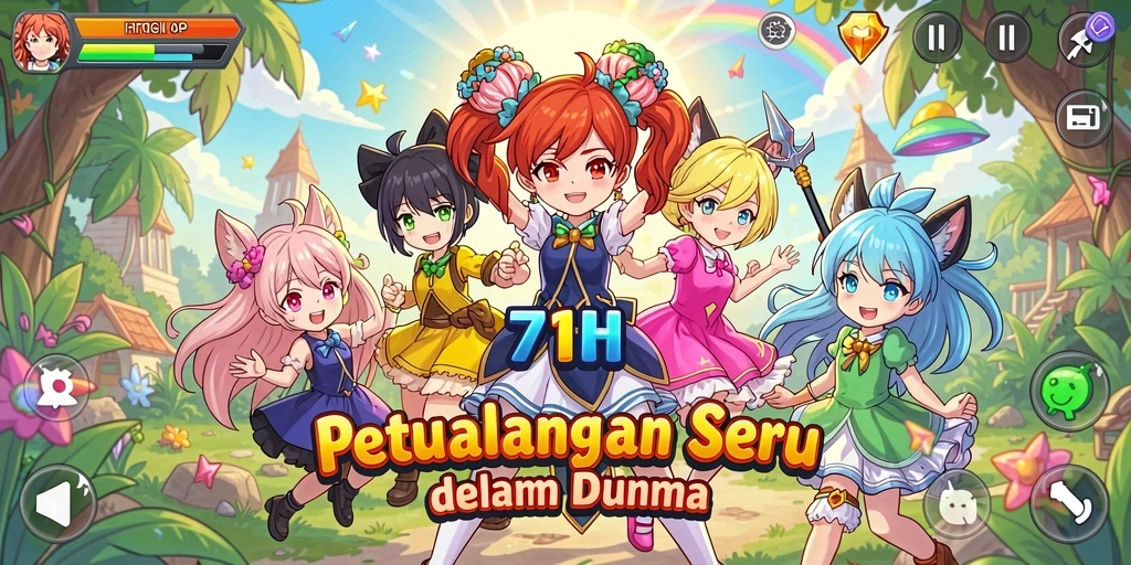 Tampilan gameplay 71H yang penuh aksi dan karakter menawan.