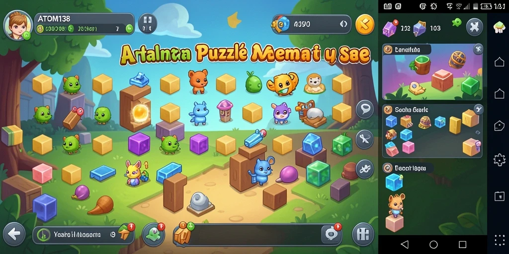 Screenshot gameplay ATOM138 menunjukkan tantangan Puzzle yang seru.