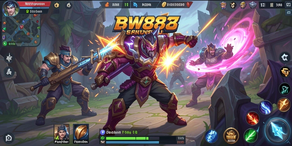 Tangkapan layar menunjukkan aksi seru dalam permainan MOBA BW888.