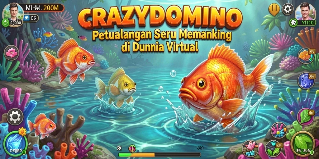 Tampilan gameplay <strong>CRAZYDOMINO</strong> yang seru saat memancing ikan.