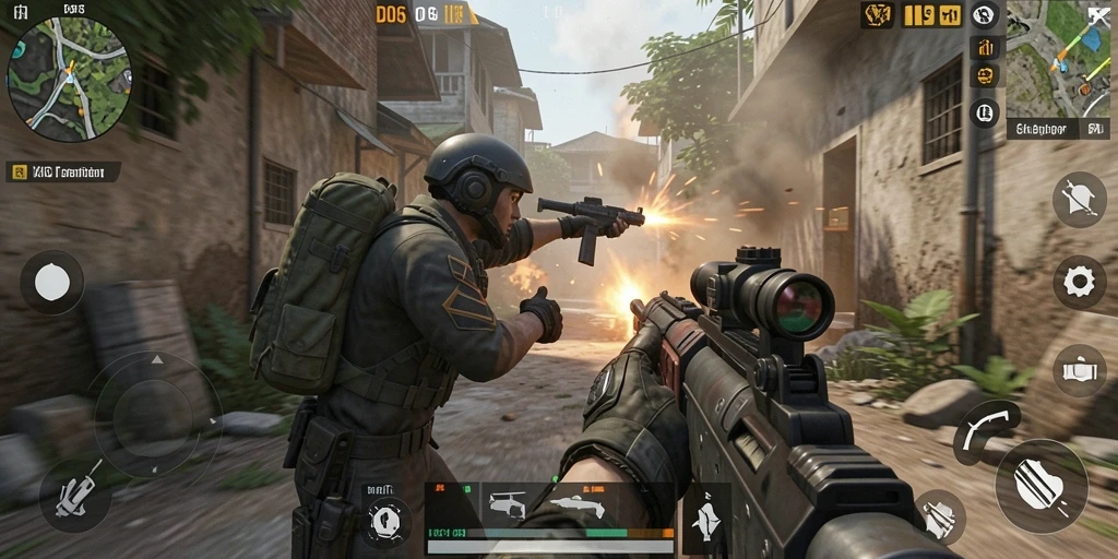 Screenshot D06 menampilkan aksi intens dalam gameplay TPS.