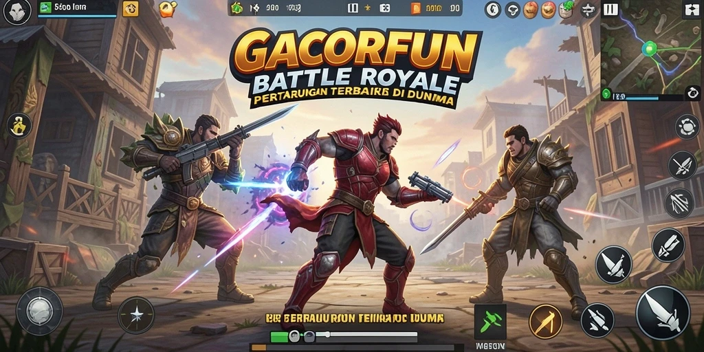 Tangkapan layar utama dari gameplay seru GACORFUN dalam pertempuran Battle Royale.