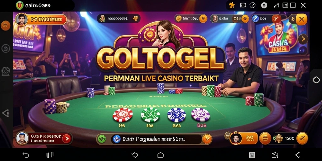 Tampilan utama GOLTOGEL dengan dealer Live Casino yang profesional.