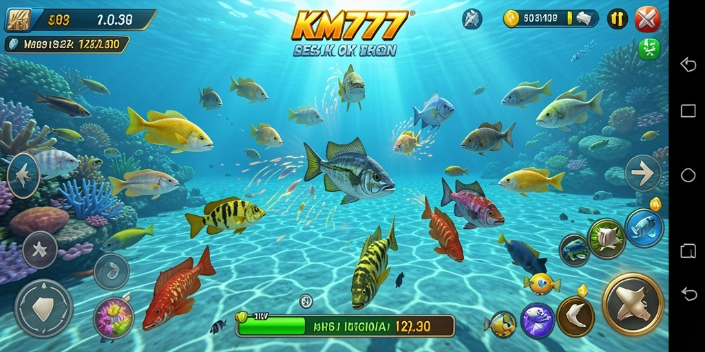 Tampilan gameplay seru dalam permainan Tembak Ikan KM777.