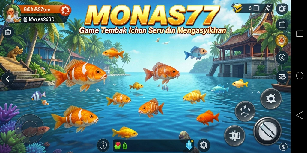 Tangkapan layar MONAS77 menampilkan aksi seru dalam berburu ikan.