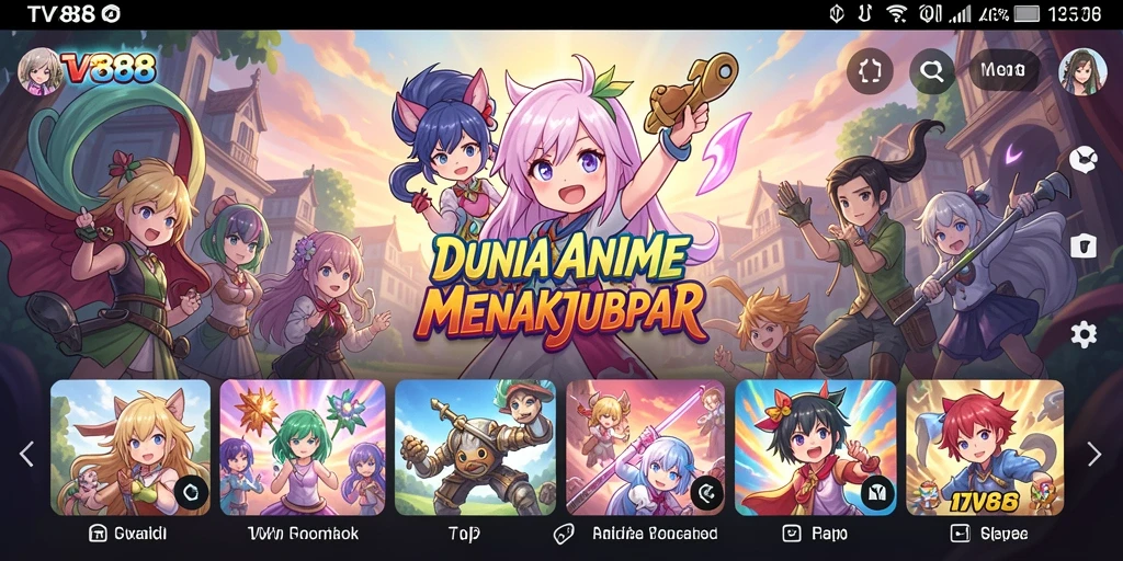 Tampilan screenshot gameplay TV888 menampilkan koleksi Anime beragam.